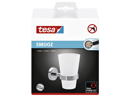 Bekerhouder tesa Smooz hoogglans verchroomd metaal zelfklevend