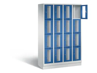 Lockerkast 1800x1190x500mm 4x4 vakken Cilinderslot, Sokkel, RAL5010 - 1