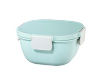 Lunchbox groot, voor magnetron, met bestek, 1700 ml, pastelblauw/grijs