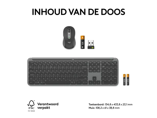 Logitech MK950 Toetsenbord Azerty FR Signature Slim en muis