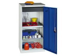 Materiaalkast 1000x500x500mm 2uitschuifbare Legborden 1lade Ral5010