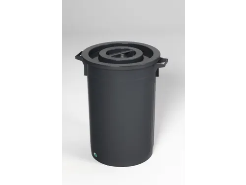 Afvalbak 45 liter H x Ø 480x 420mm met deksel PE zwart