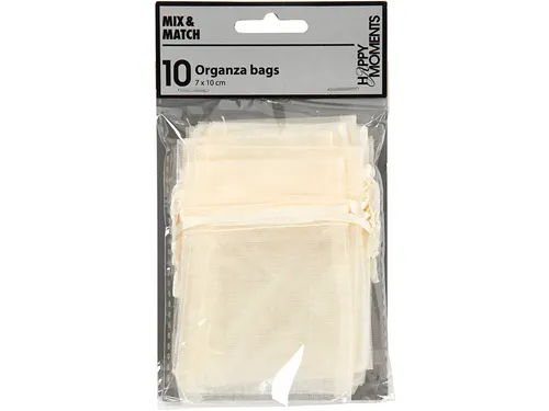 Organza zakjes Creativ Company 7x10cm 10 stuks off-white