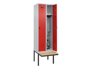 locker met bank,HxBxD 2120x600x815mm,2vak,vak B 300mm,draaigrendel - 1