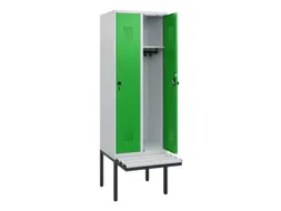 locker met bank,HxBxD 1950x600x815mm,2vak,vak B 300mm,draaigrendel