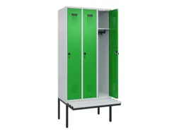 locker met bank,HxBxD 2120x900x815mm,3vak,vak B 300mm,draaigrendel