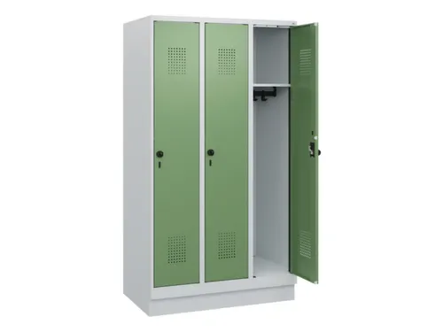 schoollocker,HxBxD 1630x900x500mm,3vak,vak B 300mm,draaigrendel,sokkel
