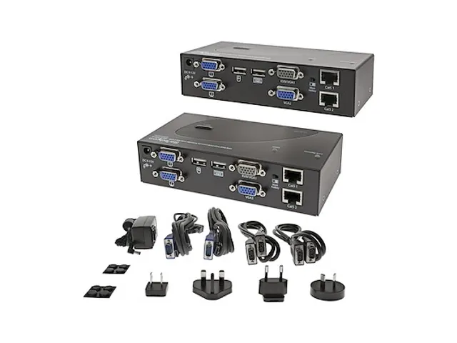 USB 2x VGA via Cat5 KVM Console Verlenger 200 Meter