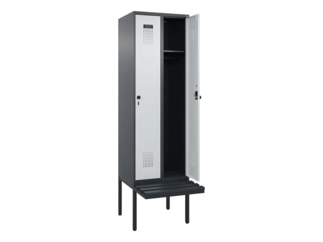 locker met bank,HxBxD 2120x600x815mm,2vak,vak B 300mm,draaigrendel