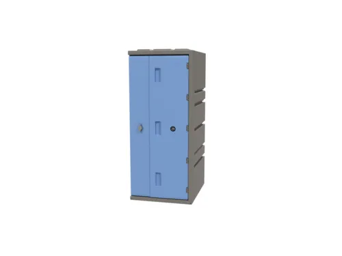 Kunststof locker,HxBxD 910x385x470mm,1vakken,draaigrendel,romp grijs