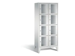 Lockerkast 1850x810x500mm 2x4 vakken Cilinderslot Poten, RAL7035 - 2