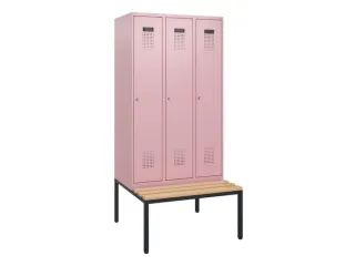 locker met bank,HxBxD 1950x900x815mm,3vak,vak B 300mm,cilinderslot - 2