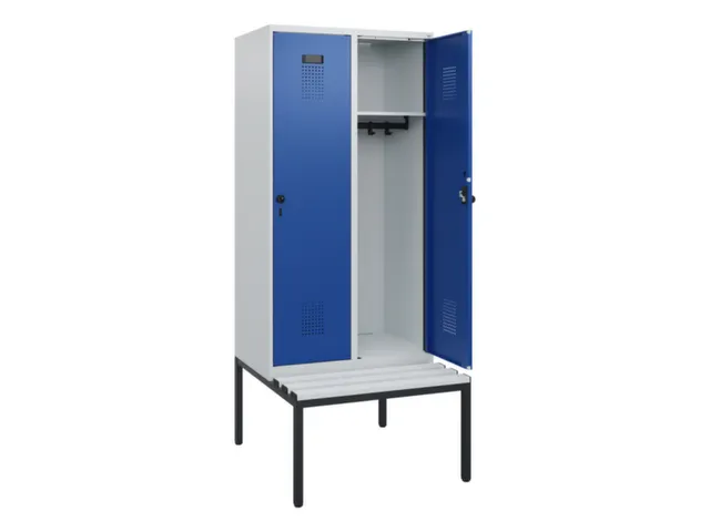 locker met bank,HxBxD 1950x800x815mm,2vak,vak B 400mm,draaigrendel