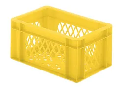 Euronorm-stapelbak 5.5l 145x300x200mm Wanden/bodem Opengewerkt Geel