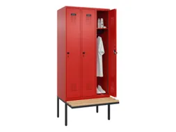 locker met bank,HxBxD 2120x900x815mm,3vak,vak B 300mm,draaigrendel