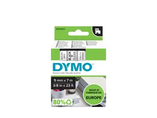 Labeltape Dymo 40910 D1 S720670 9mmx7m zwart op transparant - 1