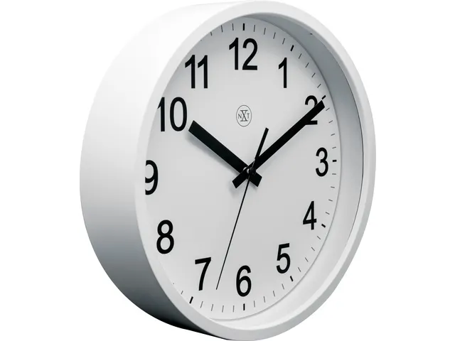 Horloge murale NXT dia. 25,cm plast. blanc, cadran blanc silencieuse