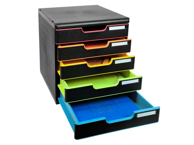 Module de classement Modulo Black Office 5 tiroirs fermés - Noir/arle