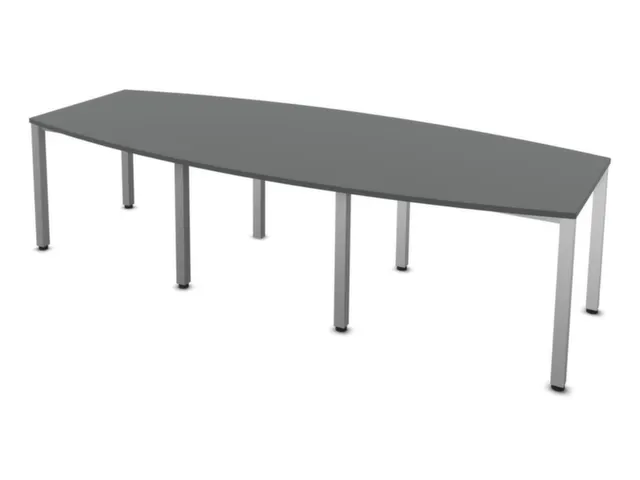 vergadertafel,HxBxD 740x2800x1200mm,vatvormig,MS-donkergrijs