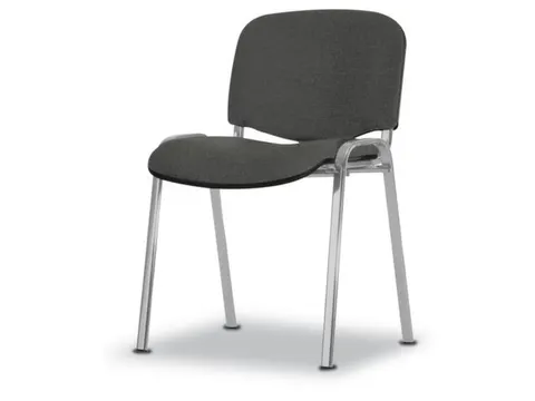 Bezoekersstoel 4Voeten Ovale Buis Aluminium-Zilver Stof Donkergrijs