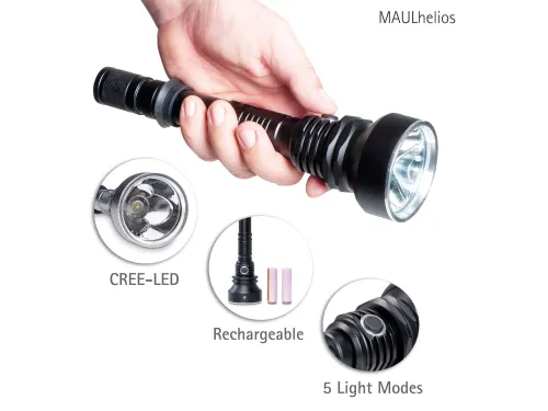 Zaklamp MAUL Helios LED 23cm accu lichtbereik 300m 10W