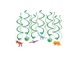 Hangdecoratie 70cm Party Swirl Dino 12 stuks