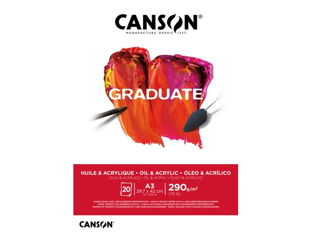 Schilderpapier Canson Graduate Oil & Acrylic 20vel 290gr A3 natuurlijk