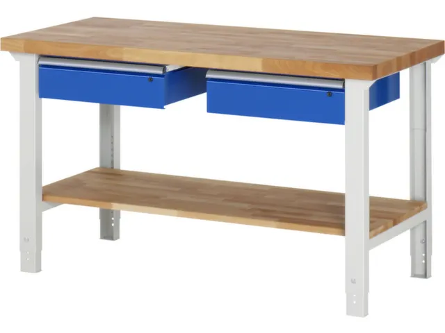 werkbank,HxBxD 790-1140x1500x700mm,beukblad,draagverm. 750kg,4voeten