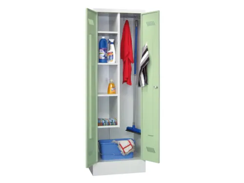 Schoonmaakkast HxBxD 1850x600x500mm Klink Sokkel RAL7035 Front RAL6011