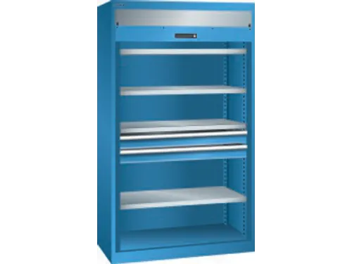 zwaarlast-roldeurkast,HxBxD 1950x1100x641mm,4xStalen bodem,lak RAL5012