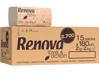 Renova Love & Action papieren handdoeken Z-vouw 2-laags 15x180 vel - 5
