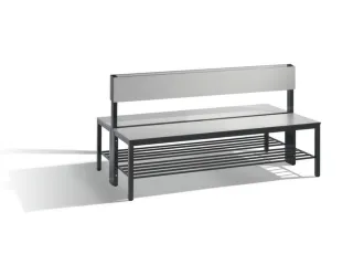 omkleedbank,HxLxD 796x1500x760mm,HPL zilvergrijs,frame staal RAL7021 - 1
