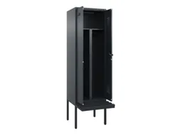 PBM-locker met bank,HxBxD 2120x600x815mm,2vak,vak B 300mm,draaigrendel