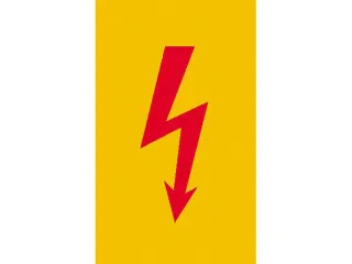 waarschuwingsbord,v. binnen/buiten,Spanningsteken,PVC,geel/zwart - 1