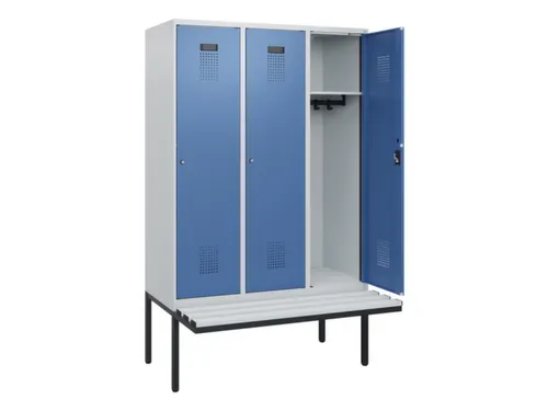locker met bank,HxBxD 1950x1200x815mm,3vak,vak B 400mm,cilinderslot