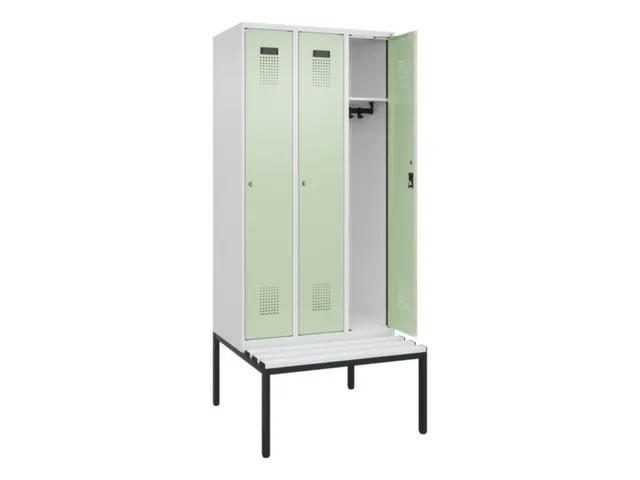 locker met bank,HxBxD 2120x900x815mm,3vak,vak B 300mm,cilinderslot