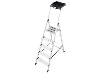 trapladder,eenzijdig,5treden,bordes m. antislip elementen,balk L 1,8m - 1