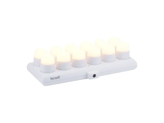 Theelicht Securit Amsterdam LED warmwit met oplaadstation 12 stuks wit