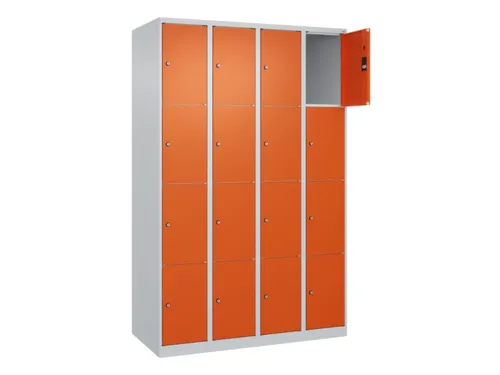lockerkast,HxBxD 1850x1200x500mm,4x4vakken,vak B 300mm,cil.-slot