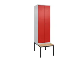 PBM-locker met bank,HxBxD 2120x600x815mm,2vak,vak B 300mm,cil.-slot