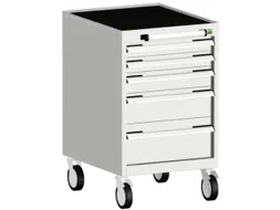 ladekast verrijdbaar 880x525x525mm 5laden RAL7035 front RAL7035