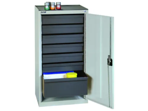werkplaatskast,HxBxD 1000x500x500mm,7lade(n),draaigrendel,voetplaat