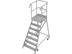 bordestrap,verrijdbaar,bordes H 1,7m,7treden,aluminium,4zwenkwielen