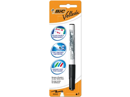 Bic Velleda whiteboardmarker 1741, zwart, op blister