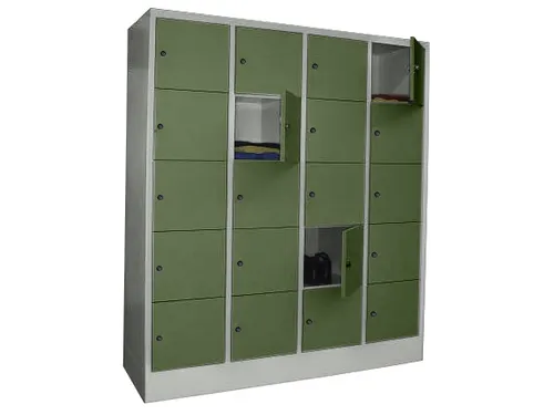 lockerkast,HxBxD 1850x1600x500mm,4x5vakken,RAL7035,front RAL6011