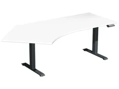 Elektrisch in hgte vst. hoekbureau,HxBxD 630-1280x2166x1130mm,blad wit