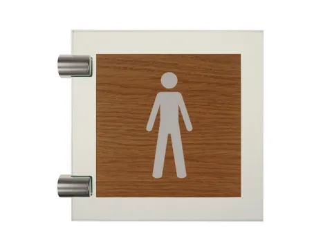 Premium Pictogram Glasslook Houtlook Heren 150x150mm