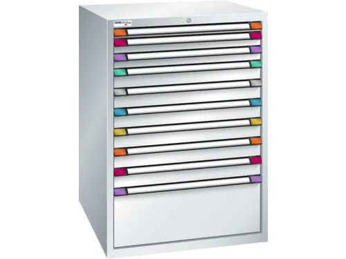 ladekast,HxBxD 1200x805x695mm,10lade(n),RAL7035,front RAL7035