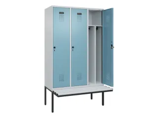 locker met bank,voor scheiding van kleding,HxBxD 2120x1200x815mm,3vak - 1