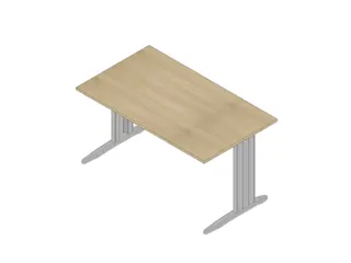 bureau,HxBxD 730x1400x800mm,blad eiken,C-voet aluminium - 1